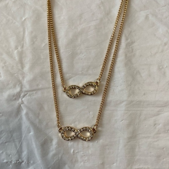 To Infinity Two Layer Necklace Gold Tone - Picture 6 of 10